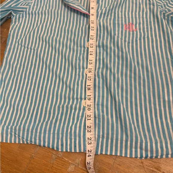 Ralph Lauren Aqua and White Striped Pajama Set - Picture 8 of 15